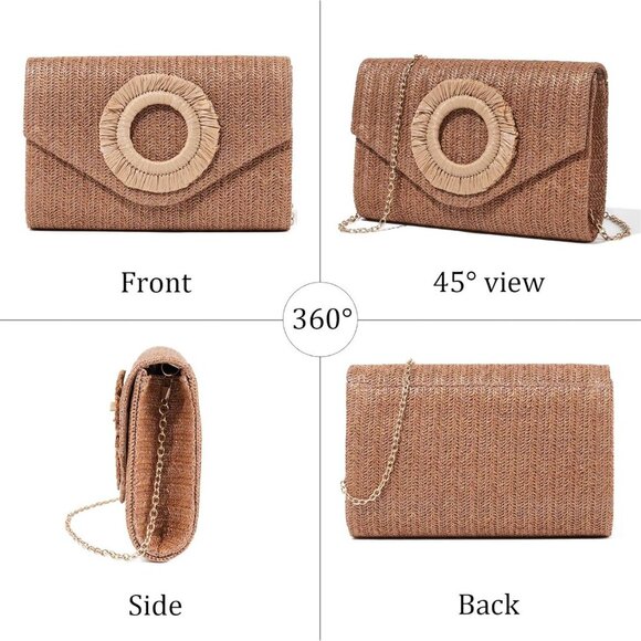 Versatile Woven Crossbody Bag - Stylish Straw Clutch for Casual Elegance - Picture 3 of 6